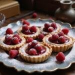 Serving delicious Harry Potter Room of Requirement Raspberry Tarts, elegantly presented with garnishes on a magical-themed table.
