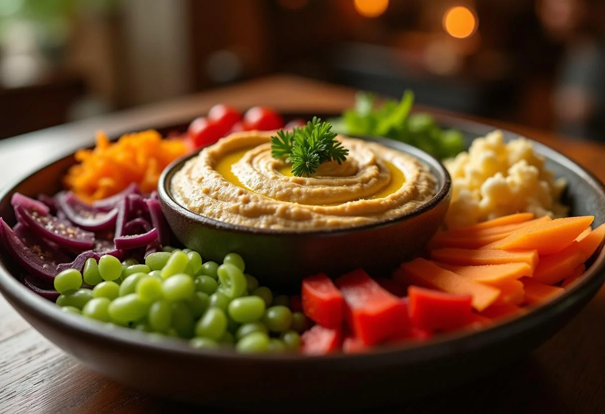 Delicious Hunger Games Haymitch's Hoax Hummus served in an elegant bowl, perfect for gatherings and displaying its vibrant flavors.