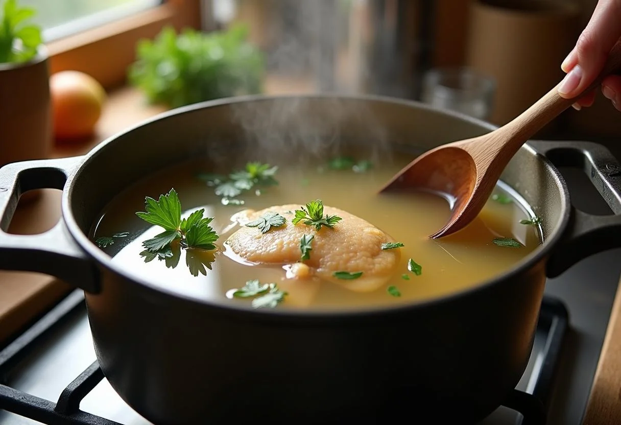 Delicious chicken broth for Knives Out Ana de Armas's Ransom Rian Johnson Risotto, essential for a rich flavor.