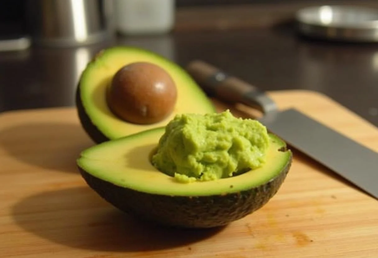 Lilo and Stitch Angel's Aloha Avocado Toast ingredients, showcasing ripe avocado preparation for a delicious spread.