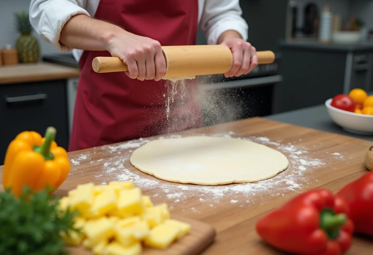 Making Lilo and Stitch Pineapple Paradise Pizzas with fresh pizza dough preparation and vibrant toppings.