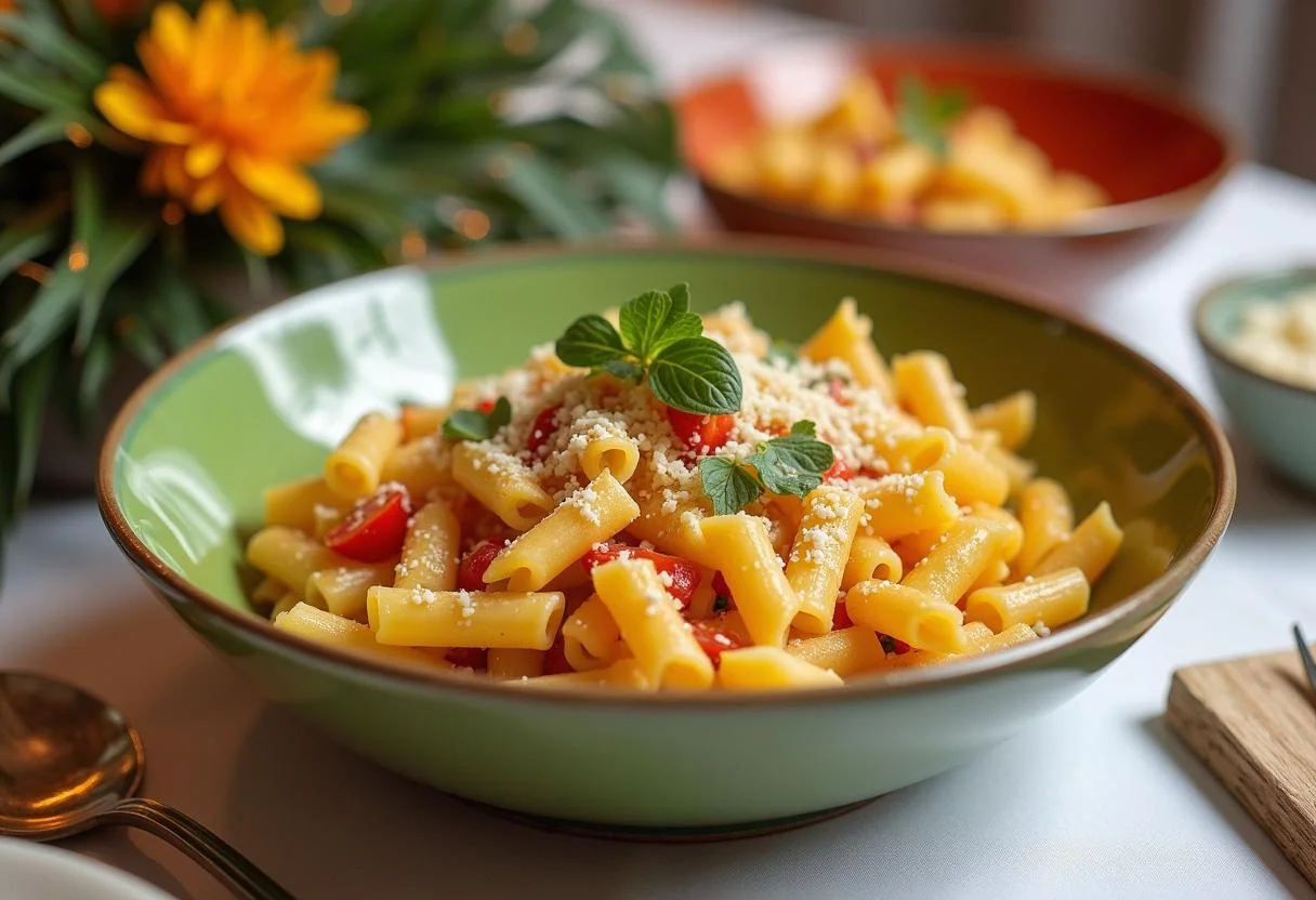 Serving Lilo and Stitch Pleakley's Planet Perfect Pasta Salad in an inviting bowl, perfect for a summer gathering or a themed party.