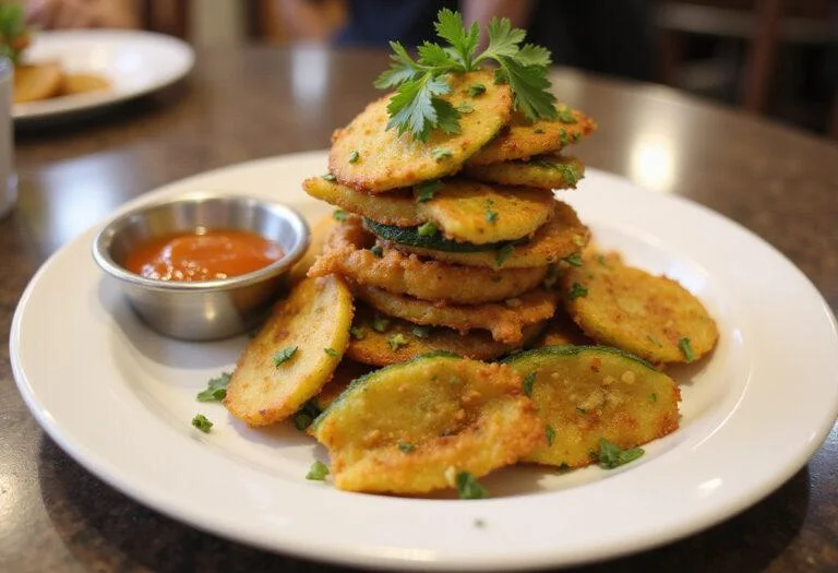 Serving Lilo and Stitch Sparky's Electric Eel Zucchini Fries with vibrant garnish and dipping sauce, showcasing a delicious snack.