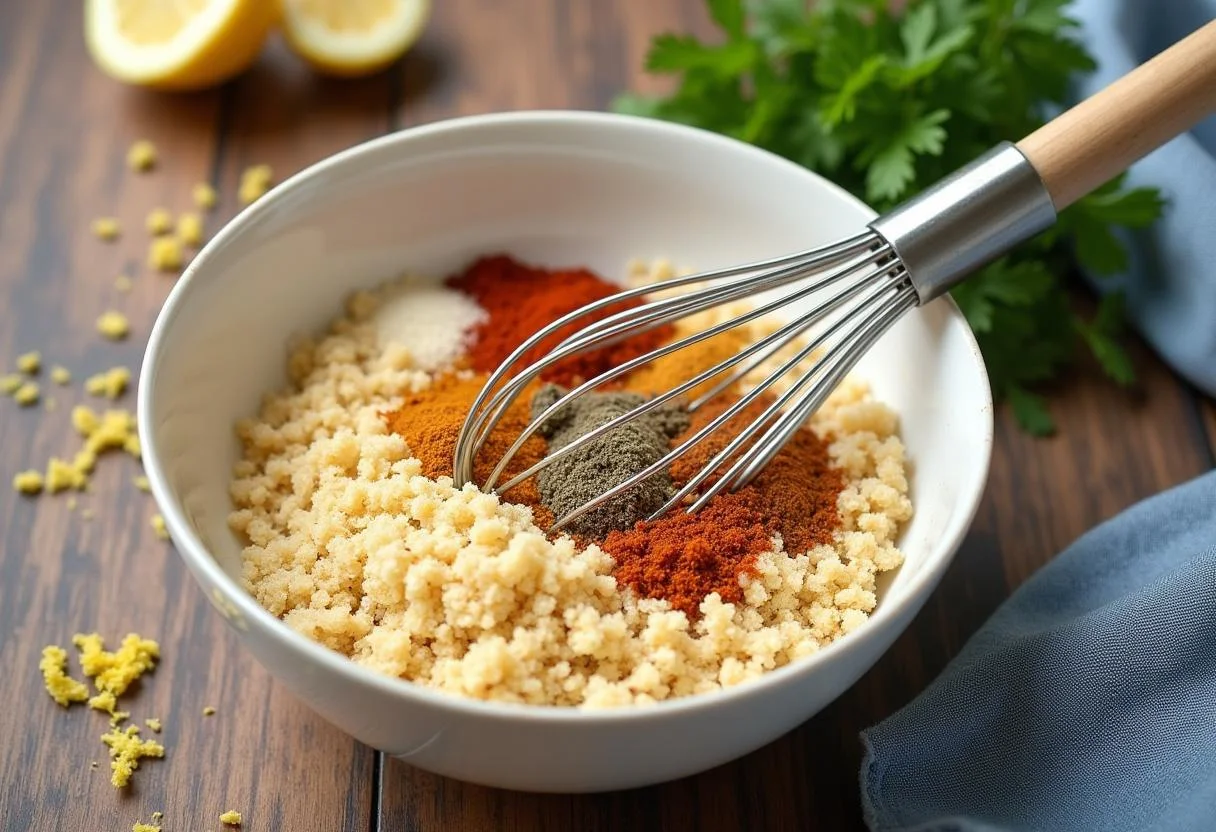 Mixing seasoned breadcrumbs and spices for Lilo and Stitch Sparky's Electric Eel Zucchini Fries to create a flavorful coating.