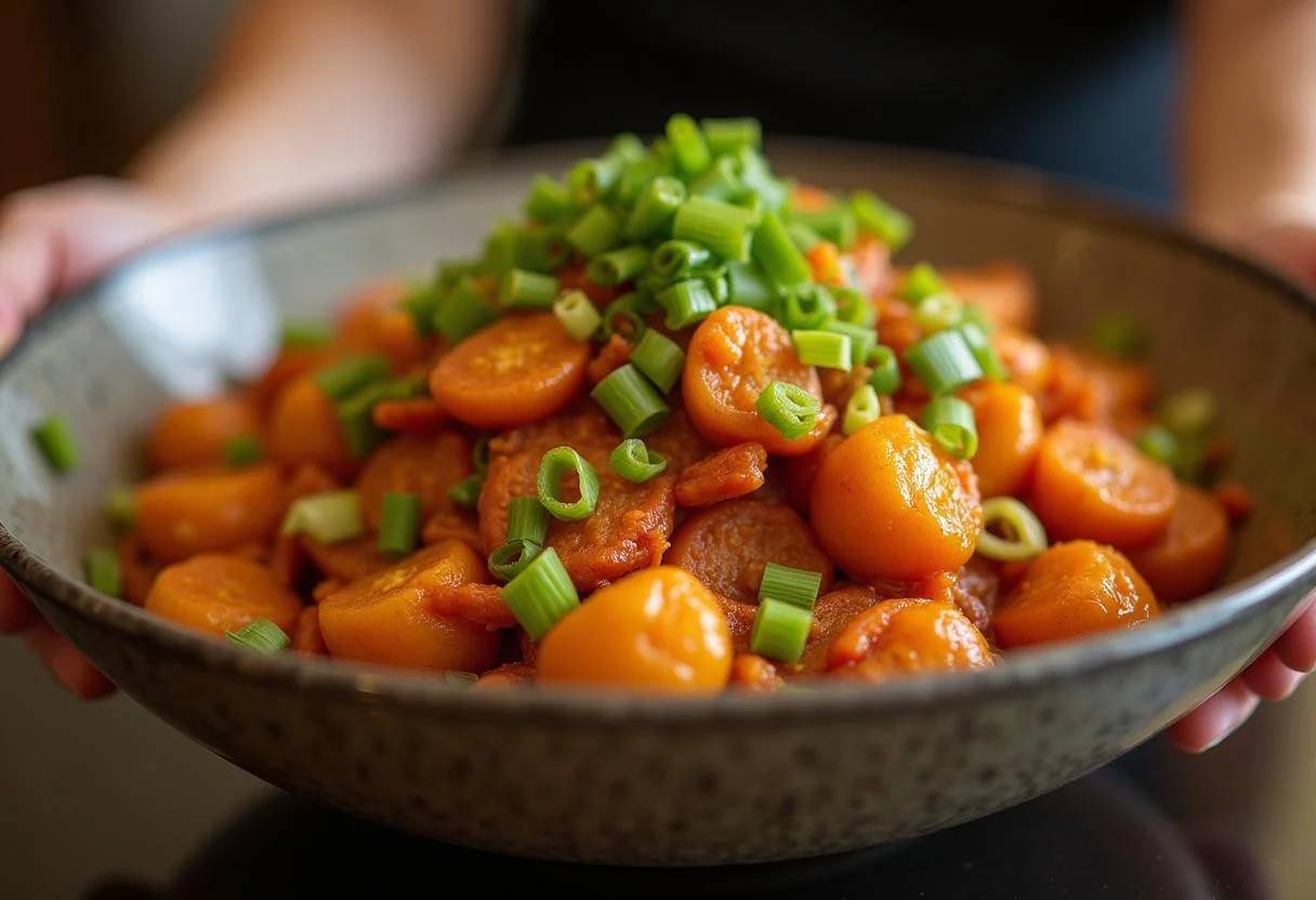 Delicious and vibrant Lilo and Stitch Stitch's Experiment 626 Stir-fry in a bowl, perfectly garnished, ideal for sharing at a fun meal.