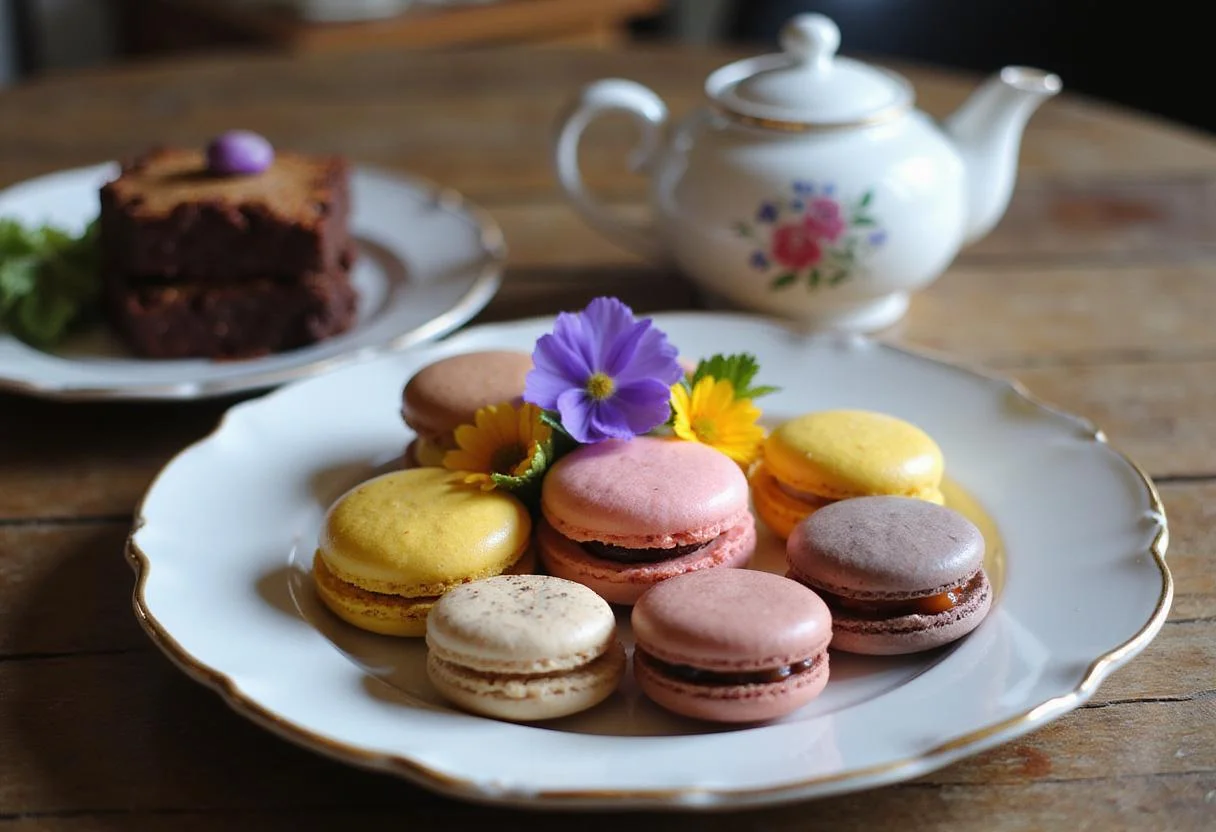 Finished Little Women Emma Watson's Meg March's Marvelous Macaroon Medley displayed on a plate, perfect for an elegant tea party.