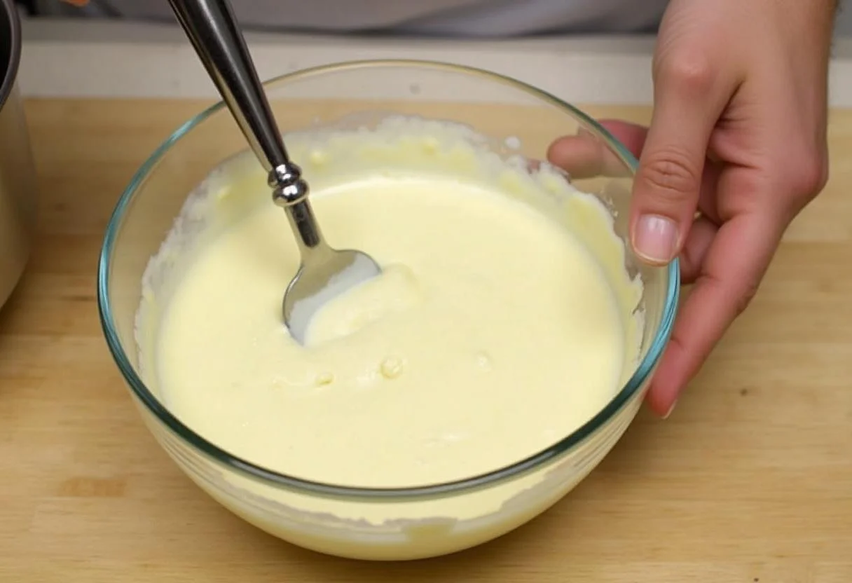 Folding whipped egg whites into the batter for Marvel Adam Warlock's Soul Gem Soufflé to create an airy texture.