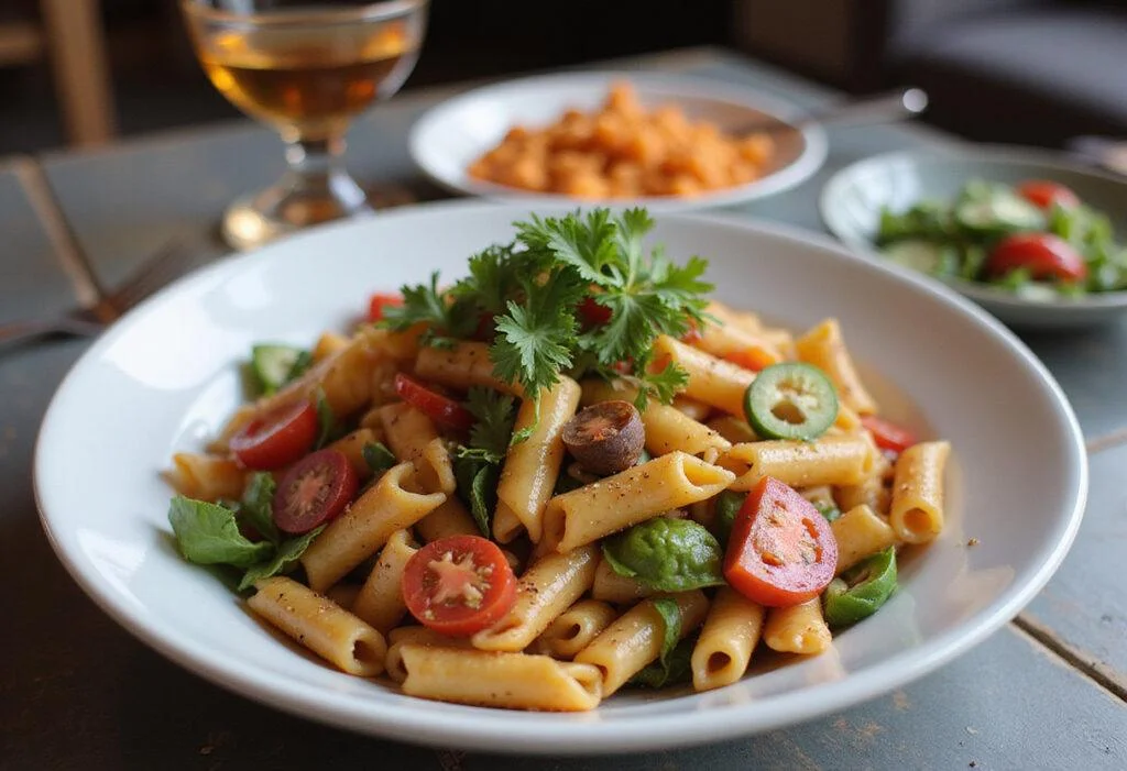Final presentation of Marvel Avengers Assemble Pasta Salad ready to be enjoyed, showcasing vibrant veggies and flavor.