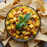 Delicious Marvel Doctor Strange Mystical Mango Salsa displayed in a glass bowl, perfect for entertaining or snacking.