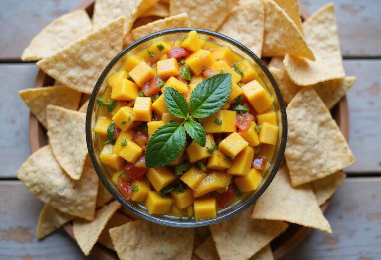 Delicious Marvel Doctor Strange Mystical Mango Salsa displayed in a glass bowl, perfect for entertaining or snacking.