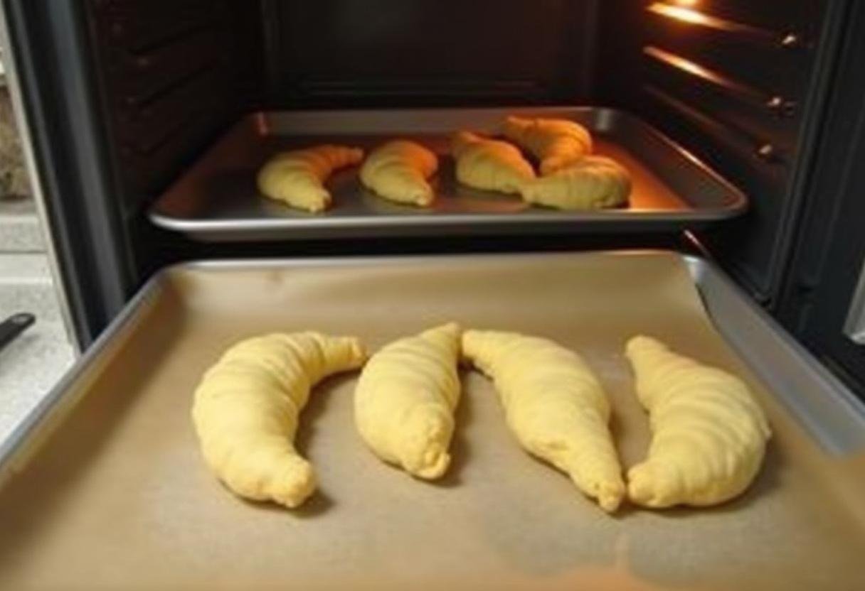 Arranging crescent rolls on a baking sheet for Marvel Moon Knight's Khonshu Crescent Rolls ready for baking.