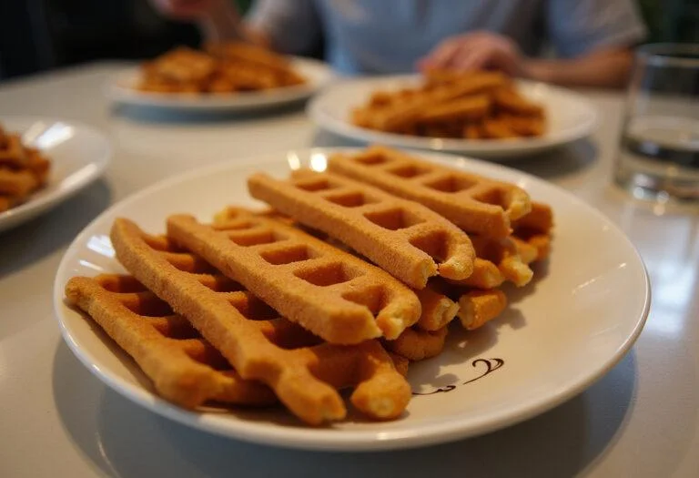 A stunning presentation of Marvel Nova's Worldmind Waffle Sticks on a dining table, ideal for sharing and enjoying.