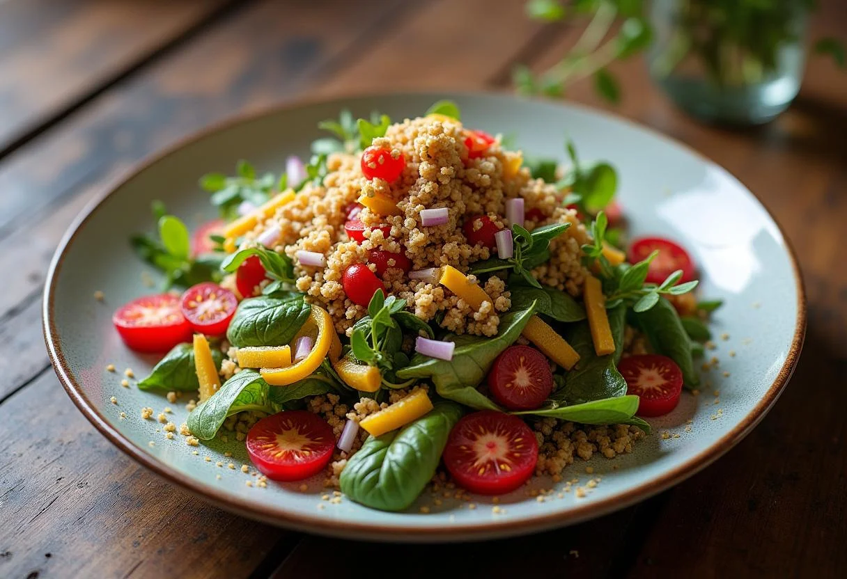 Final presentation of Marvel Silver Surfer's Cosmic Quinoa Salad showcasing its vibrant ingredients and appealing aesthetics.