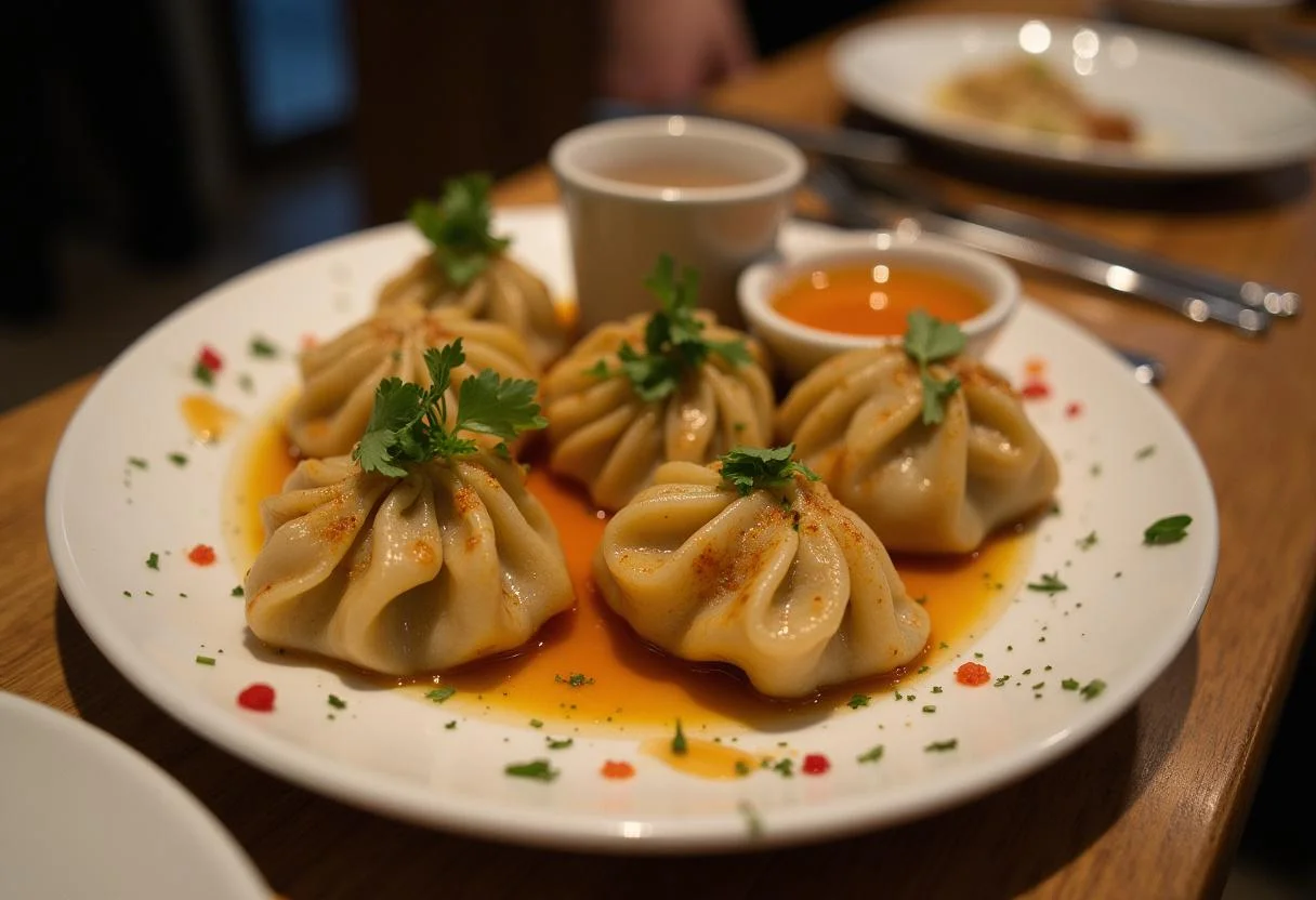 A stunning plate of golden-brown Minions Dave's Delicious Dumplings, garnished and ready to serve, showcasing the final delicious result.