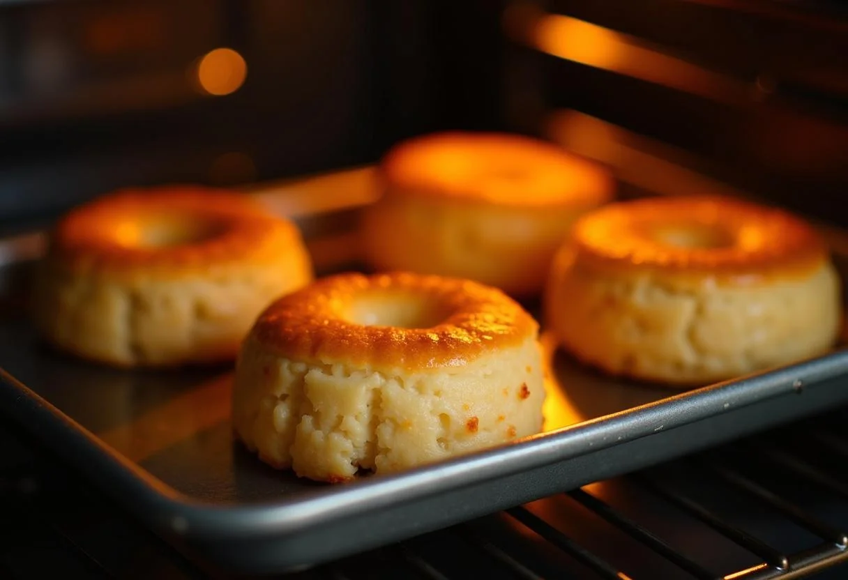Freshly baked Moana Wayfinder's Island Iced Tea Cakes rising in the oven, golden brown and inviting.