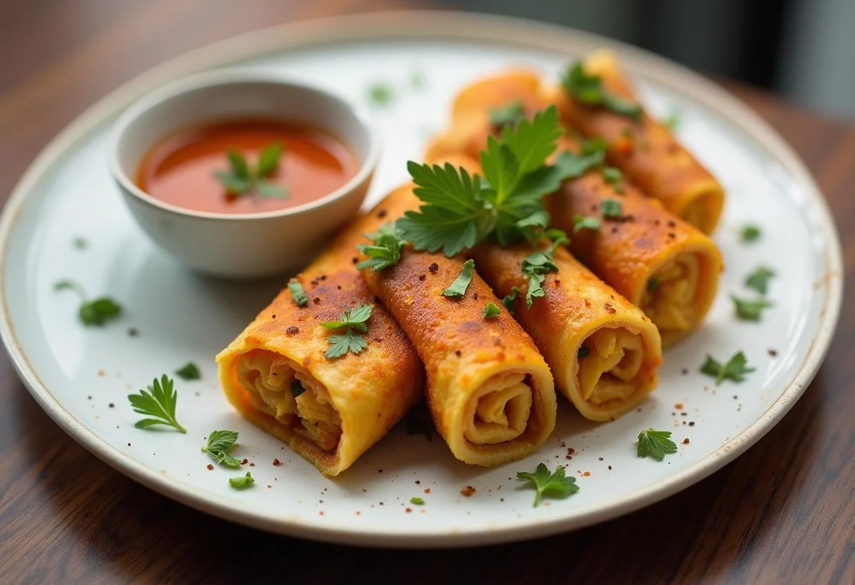Deliciously presented Quantico Priyanka Chopra Jonas's Spicy Paneer Wraps on a plate, perfect for a flavorful meal that impresses.