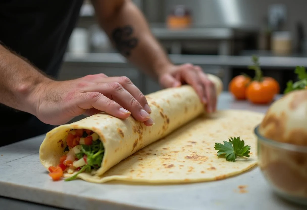 Rolling the spicy paneer wrap for Quantico Priyanka Chopra Jonas's Spicy Paneer Wraps, capturing the essence of homemade culinary delights.