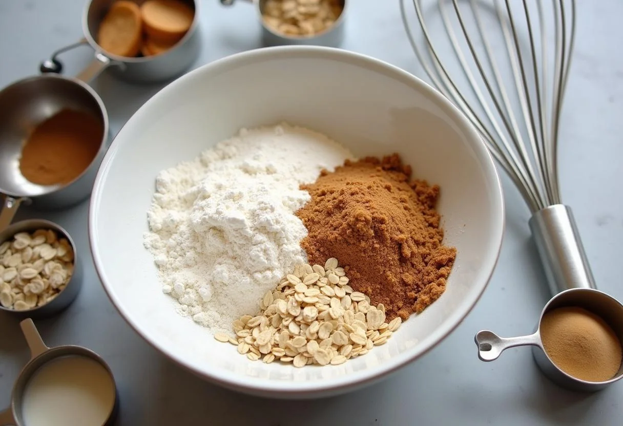 Dry ingredients for Shrek Fairy Godmother's Bibbidi-Bobbidi Boo Berry Crumble before combining