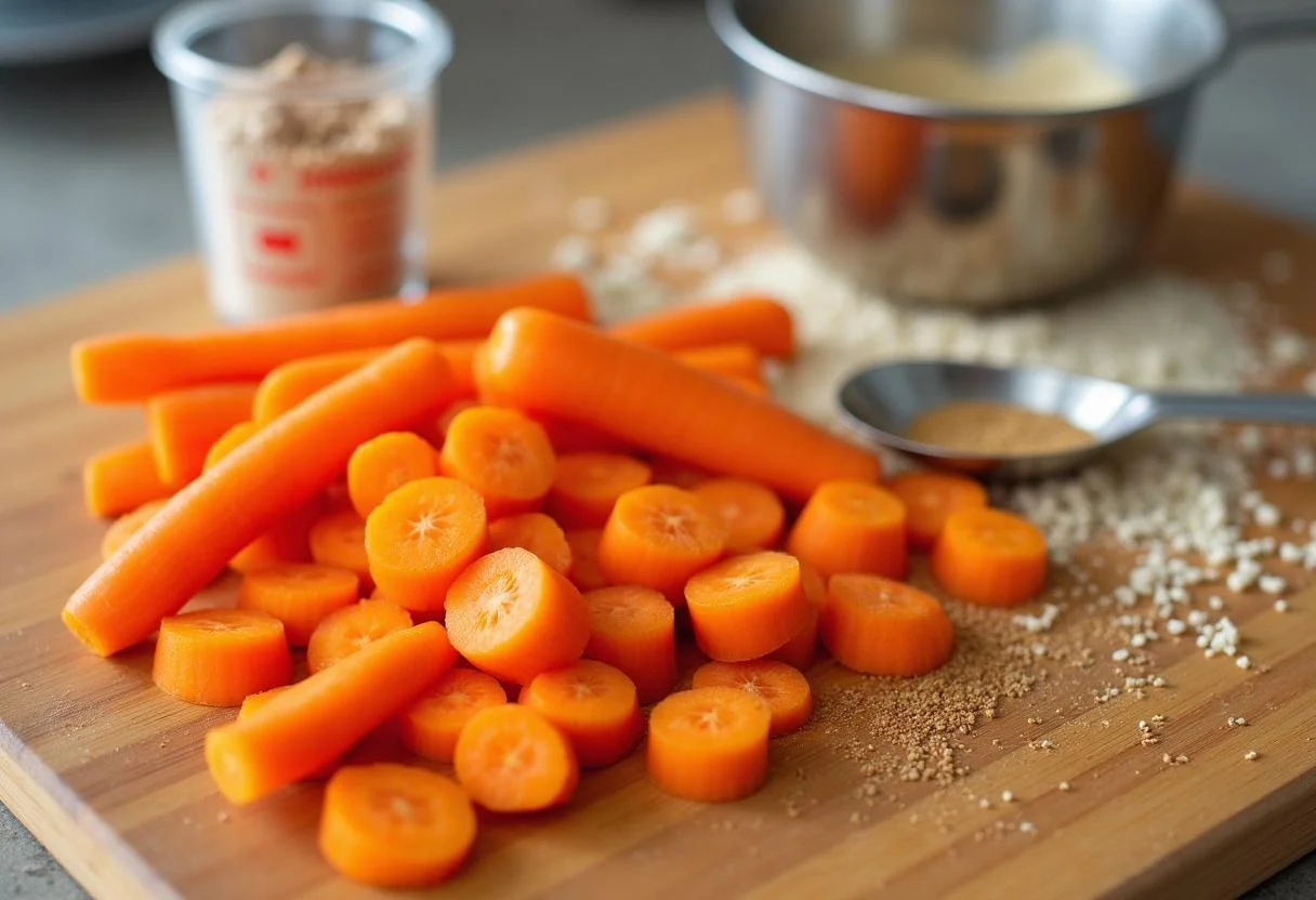 Cutting carrots into sticks for Shrek Pinocchio's Growing Nose Carrot Sticks, highlighting the preparation of this healthy and fun recipe.