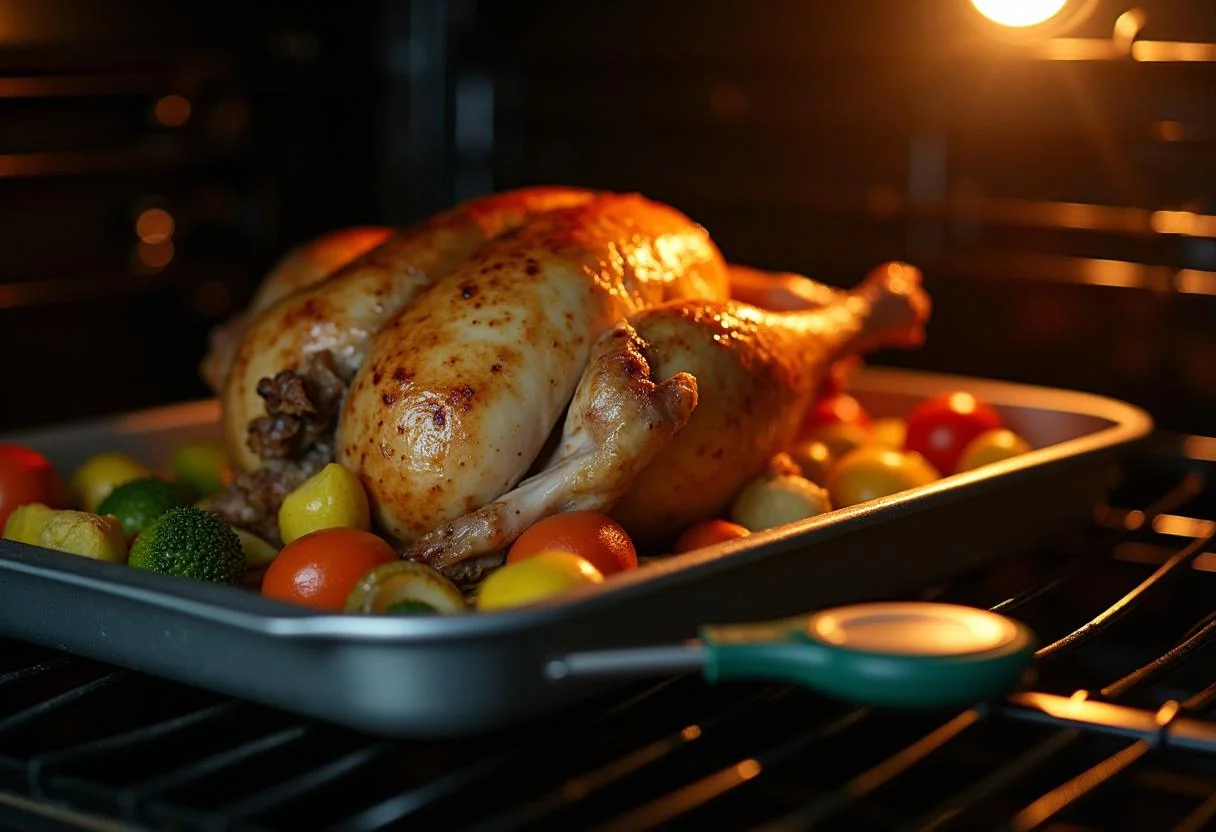 Golden-brown chicken ready to serve from the oven in Silver Linings Playbook Jennifer Lawrence's Tiffany's Comfort Chicken, highlighting its delicious crispiness.
