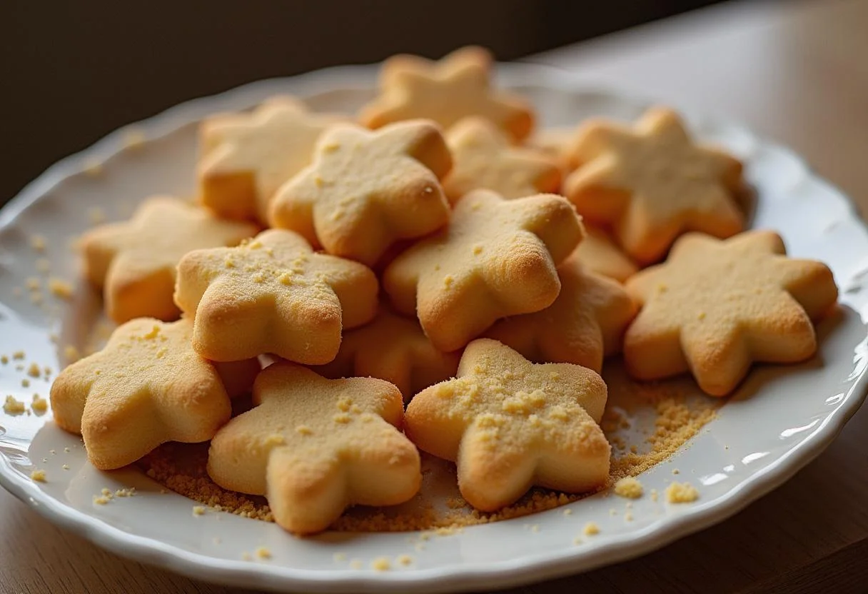 Final presentation of Squid Game Dalgona Candy Cookies beautifully arranged on a plate, showcasing their unique shapes.