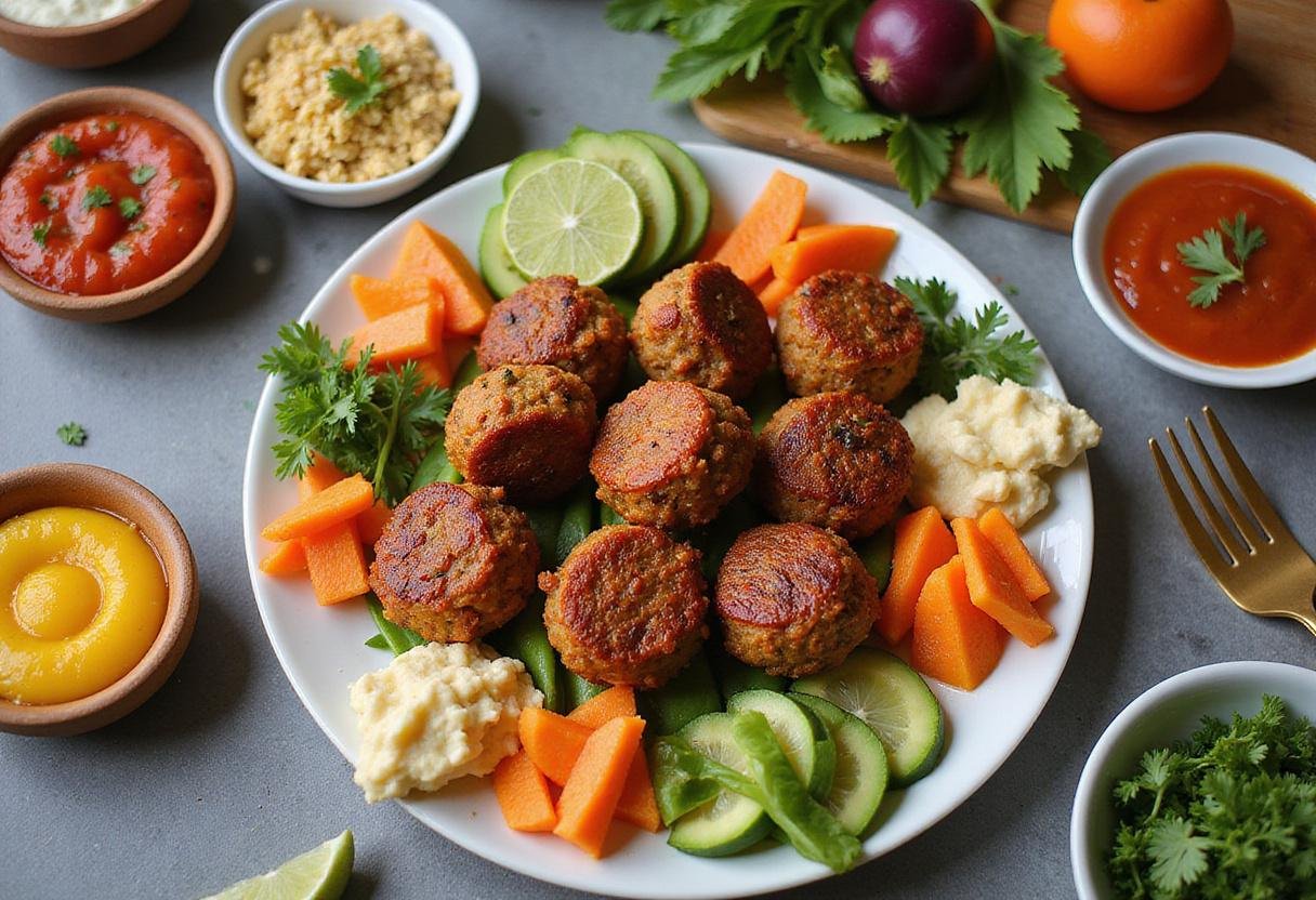 Final display of Squid Game Marbles Game Meatless Balls, showcasing an enticing presentation perfect for a meal or gathering.