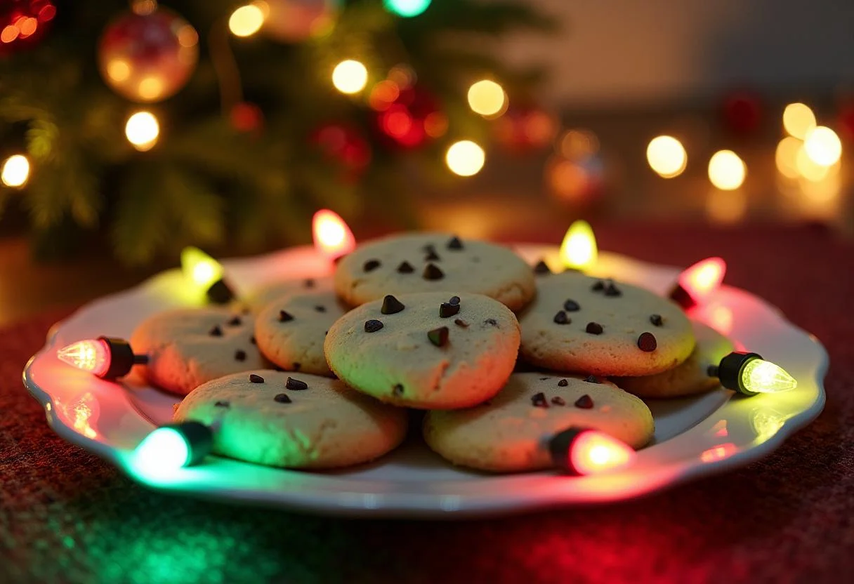Delicious and colorful Stranger Things Joyce Byers' Christmas Light Cookies displayed elegantly on a festive plate, perfect for holiday celebrations.
