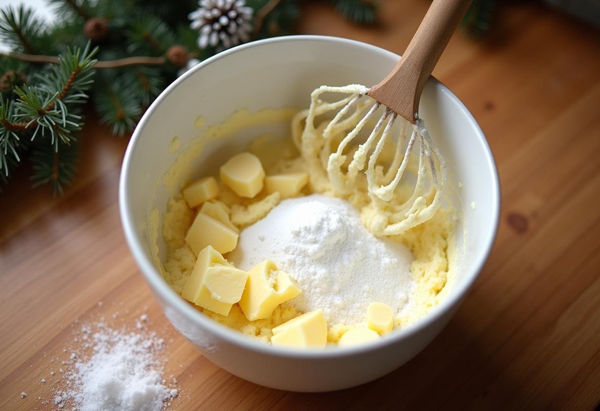 The Chronicles of Narnia White Witch's Winter Wonder Cookies butter and sugar creaming process, holiday baking scene.