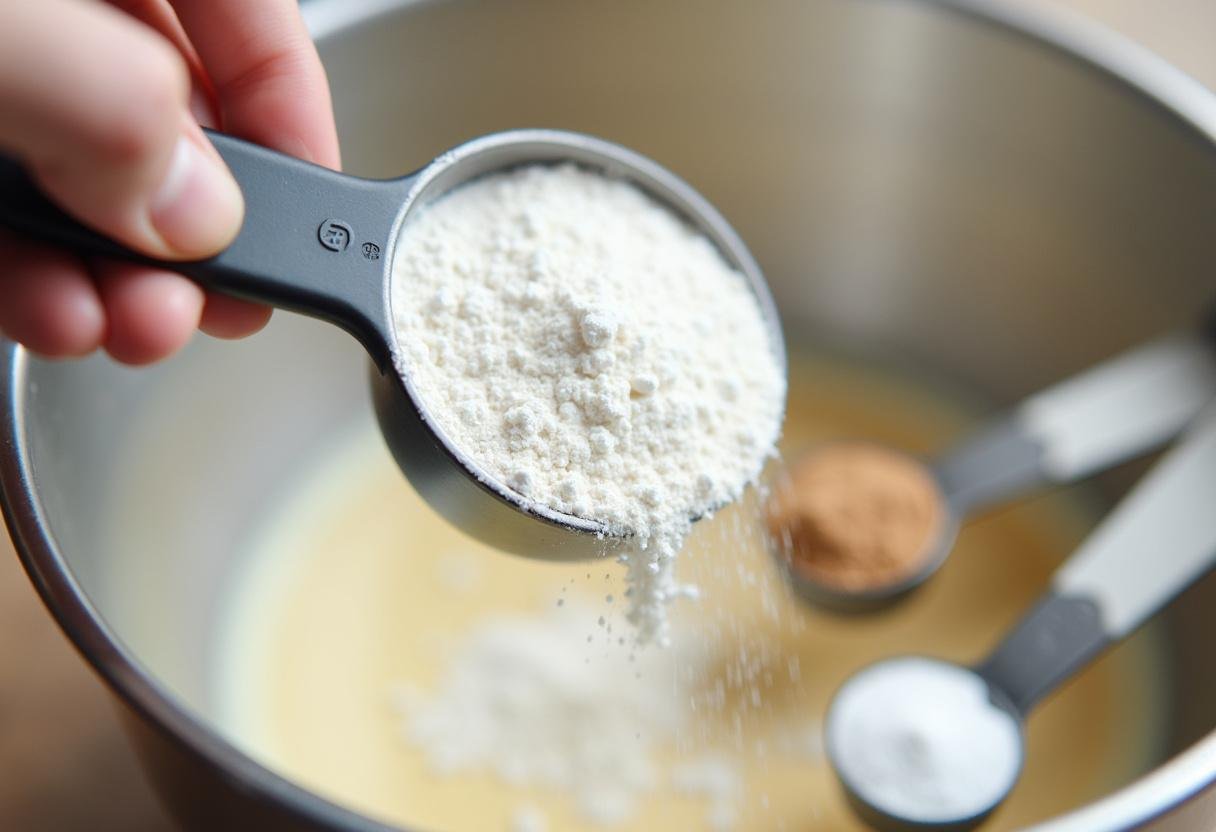 Flour and powdered sugar being added to The Chronicles of Narnia White Witch's Winter Wonder Cookies mixture, festive baking ingredients.