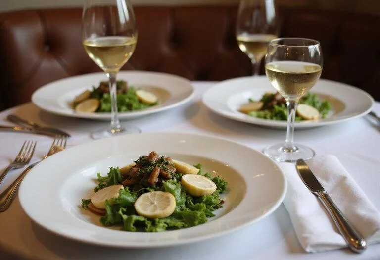 Served The Devil Wears Prada Anne Hathaway's Chic Caesar Salad on a dining table, elegant presentation, perfect for a stylish meal.