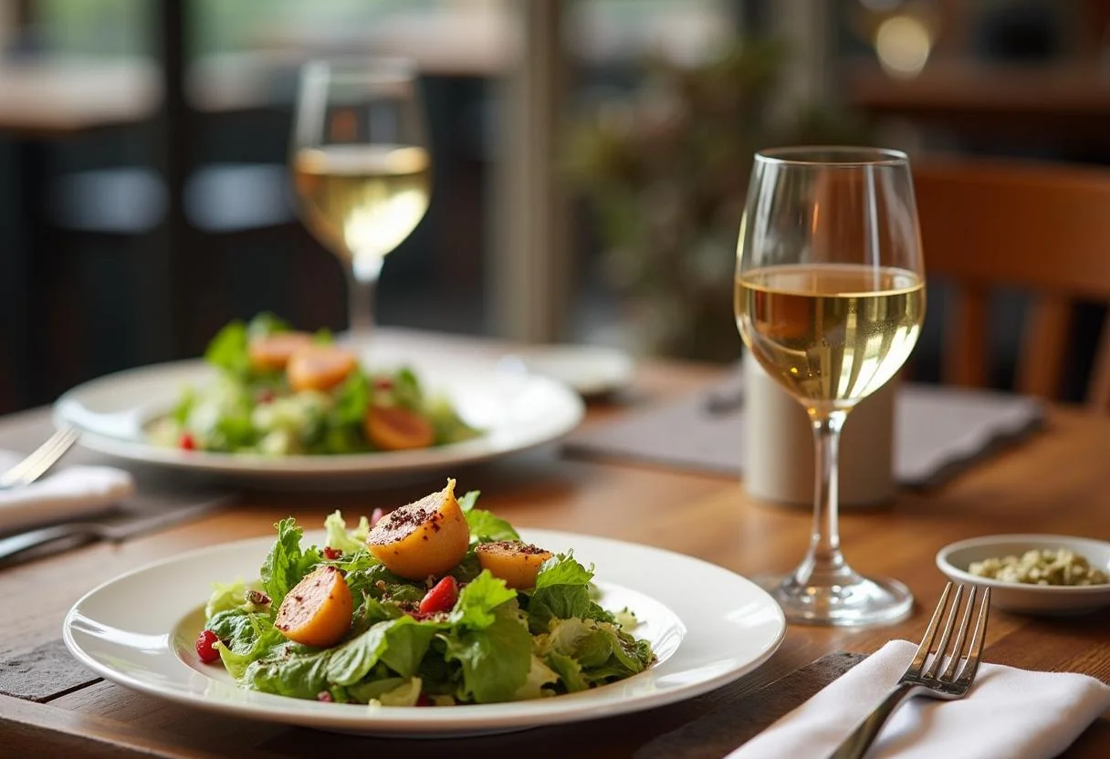 Served The Devil Wears Prada Anne Hathaway's Chic Caesar Salad on a dining table, elegant presentation, perfect for a stylish meal.