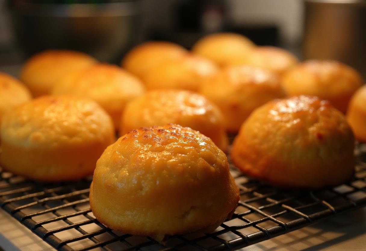 Cooling golden-brown Beorn's Honey Cakes, showcasing their delicious texture and glaze.
