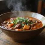 Serving a delicious bowl of The Hobbit Goblin-Town Goulash, showcasing the rich flavors and textures of the iconic dish.
