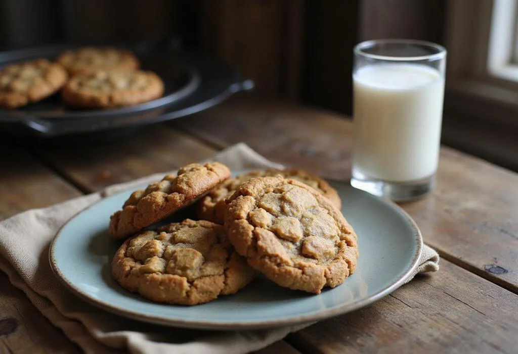 Deliciously baked The Hobbit Thorin's Oakenshield Oatmeal Cookies served with milk.