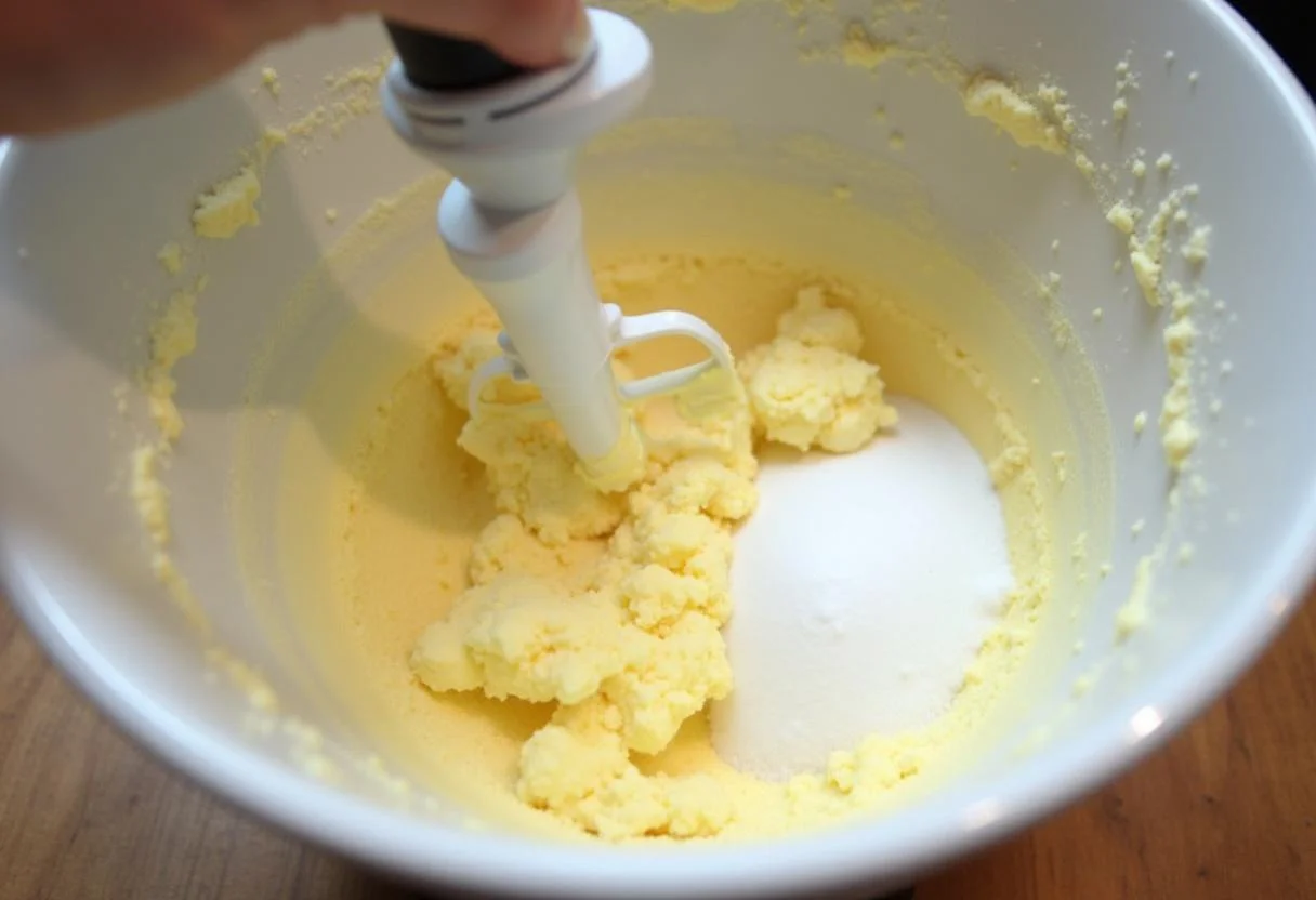 Creaming butter and sugar for The Hobbit Thorin's Oakenshield Oatmeal Cookies.