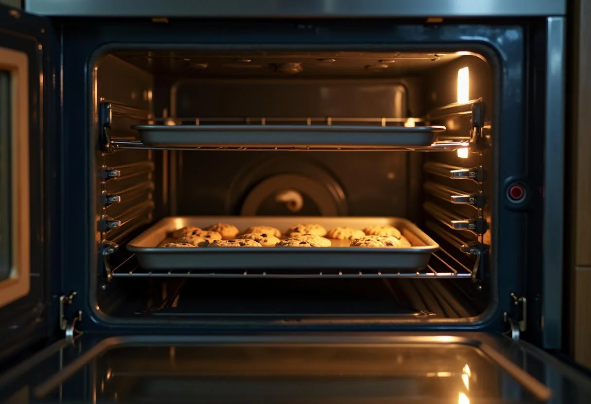 Baking cookies in the oven for The Hobbit Thorin's Oakenshield Oatmeal Cookies.