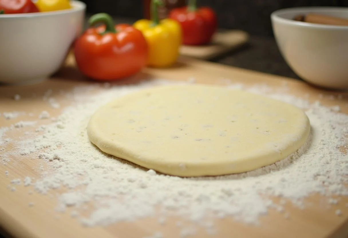 Kneading the pizza dough for The Lion King Pride Rock Pizza, preparing for delicious toppings and a fun culinary experience.