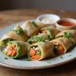 Final presentation of The Matrix Bullet Time Bites Vegetable Spring Rolls, highlighting the delicious colors and textures of the dish.