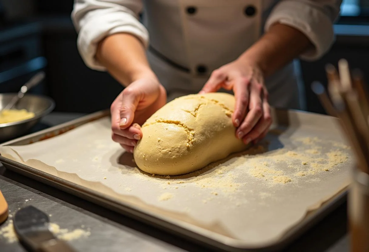 Shaping the meatless loaf for The Matrix Morpheus' Mind-Bending Meatless Loaf, demonstrating the process of creating a flavorful vegetarian dish ready for baking.