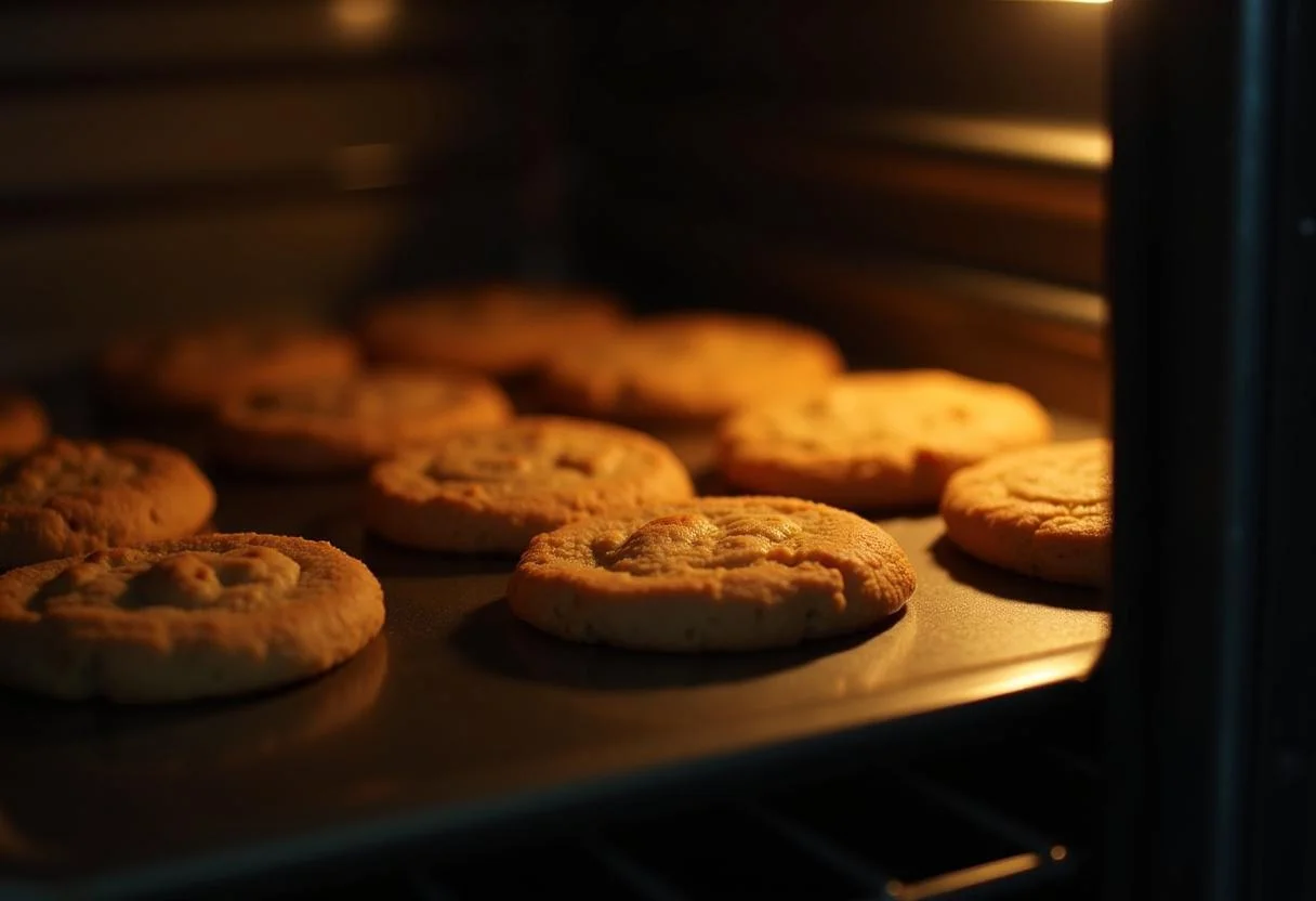 Freshly baked cookies in the oven, highlighting The Matrix Oracle's Oven-Baked Cookies for a perfect treat.