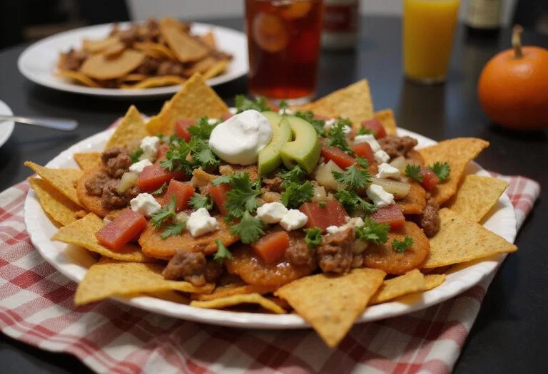 Delicious Dunder Mifflin Paper Plate Nachos ready to serve with colorful toppings, perfect for any party.