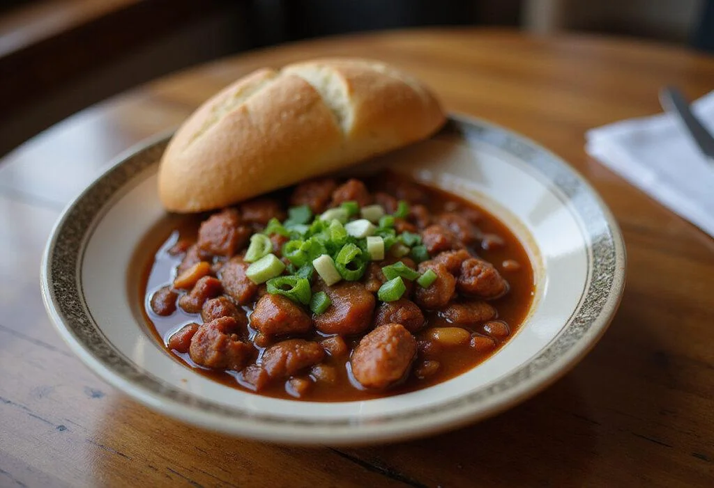 The Office Kevin's Famous Chili served in a bowl, showcasing the deliciousness and inviting presentation of this iconic dish.