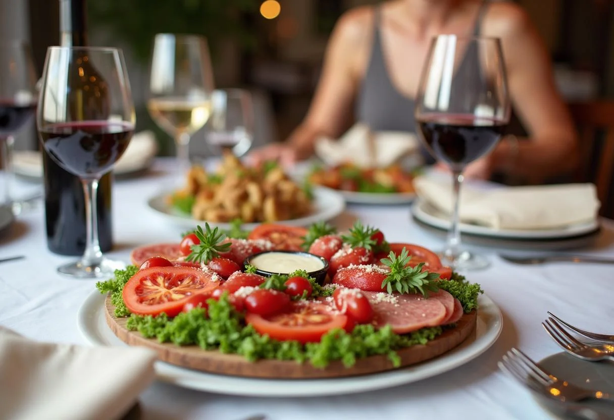 Setting a festive table with The Office Pam's Art School Antipasto Platter as the centerpiece, ready for guests to enjoy a delightful dining experience.