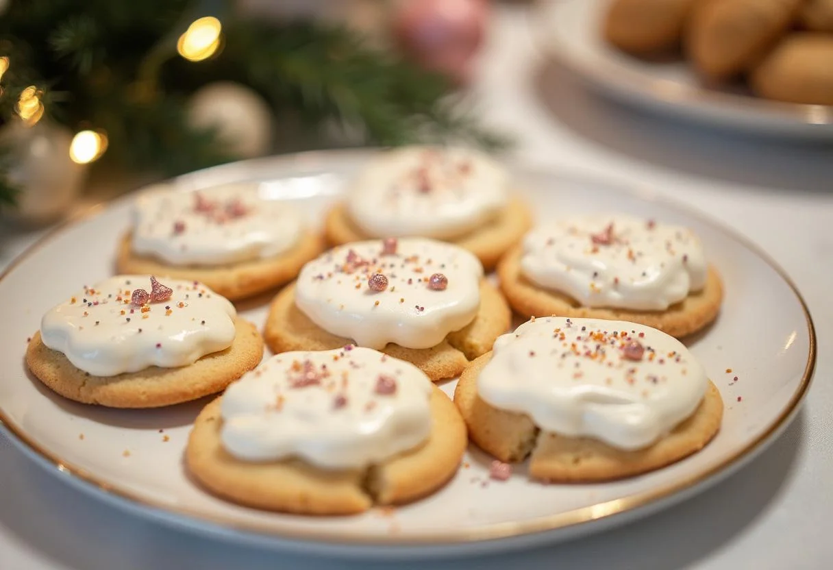 A delightful display of The Office Phyllis' Wedding Cake Cookies artfully arranged on a platter, perfect for serving.