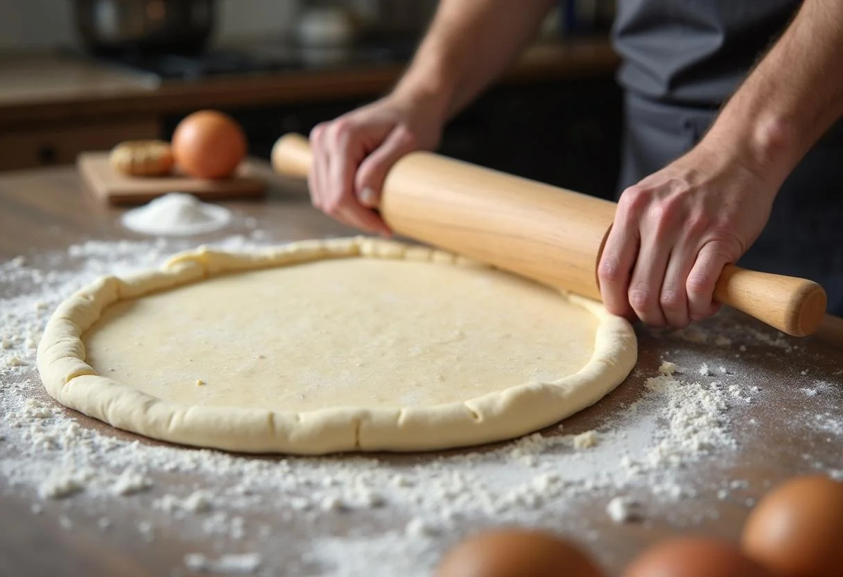 Making The Spider-Man Zendaya's Web-Slinging Veggie Pizza by rolling out fresh pizza dough for a perfect crispy crust.