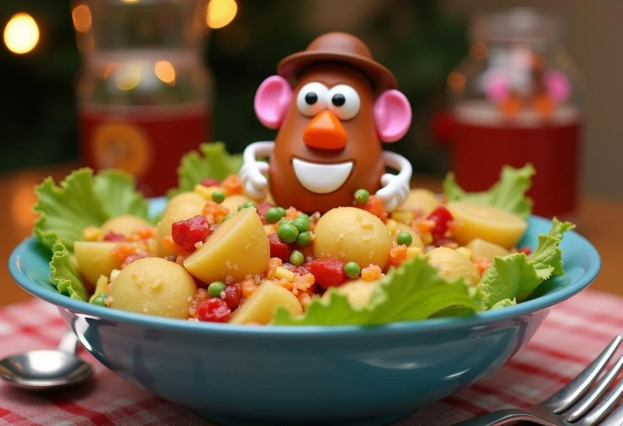 Final presentation of Toy Story Mr. Potato Head's Perfect Potato Salad, showcasing its appealing colors and texture.