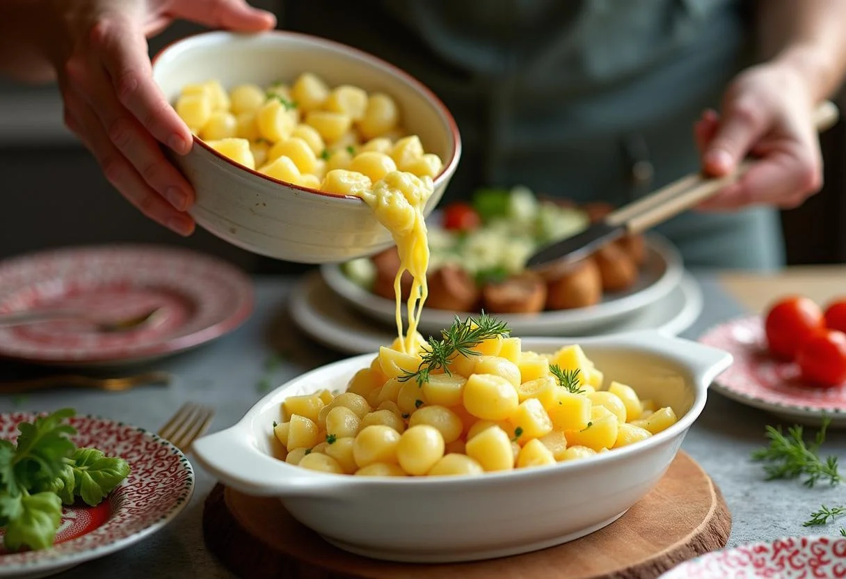 Serving Toy Story Mr. Potato Head's Perfect Potato Salad in an attractive dish, ready for a family meal.