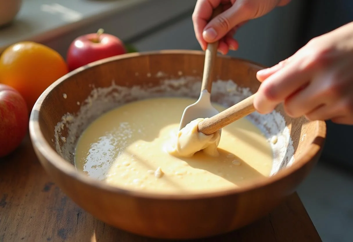 Mixing ingredients for Toy Story Woody's Roundup Ranch Dip, creating a creamy texture with a spatula in a rustic kitchen.