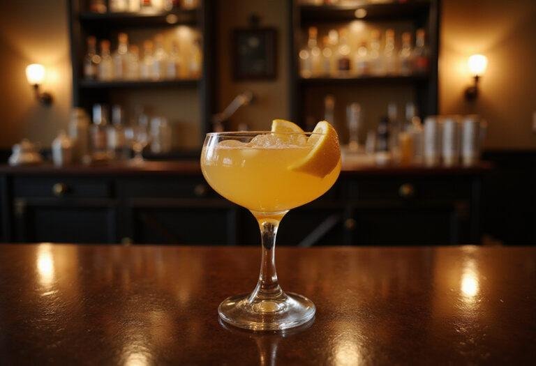Casablanca-inspired French 75 mocktail served in a vintage glass, perfect for classic movie drink enthusiasts