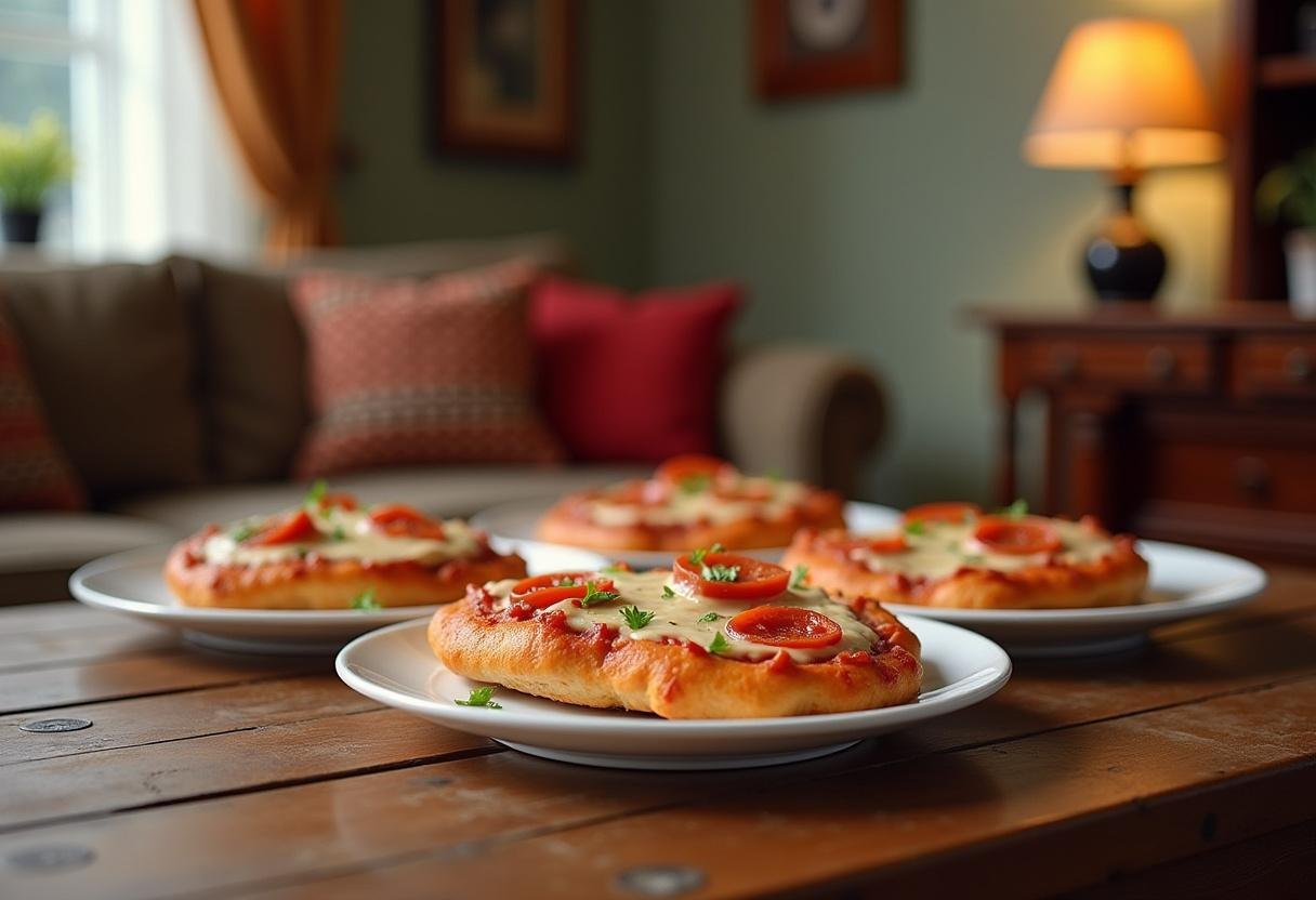 Friends Joey's Doesn't Share Food Pizza Bites served in a cozy living room setting, inspired by the TV show with a focus on delicious, homemade pizza bites.
